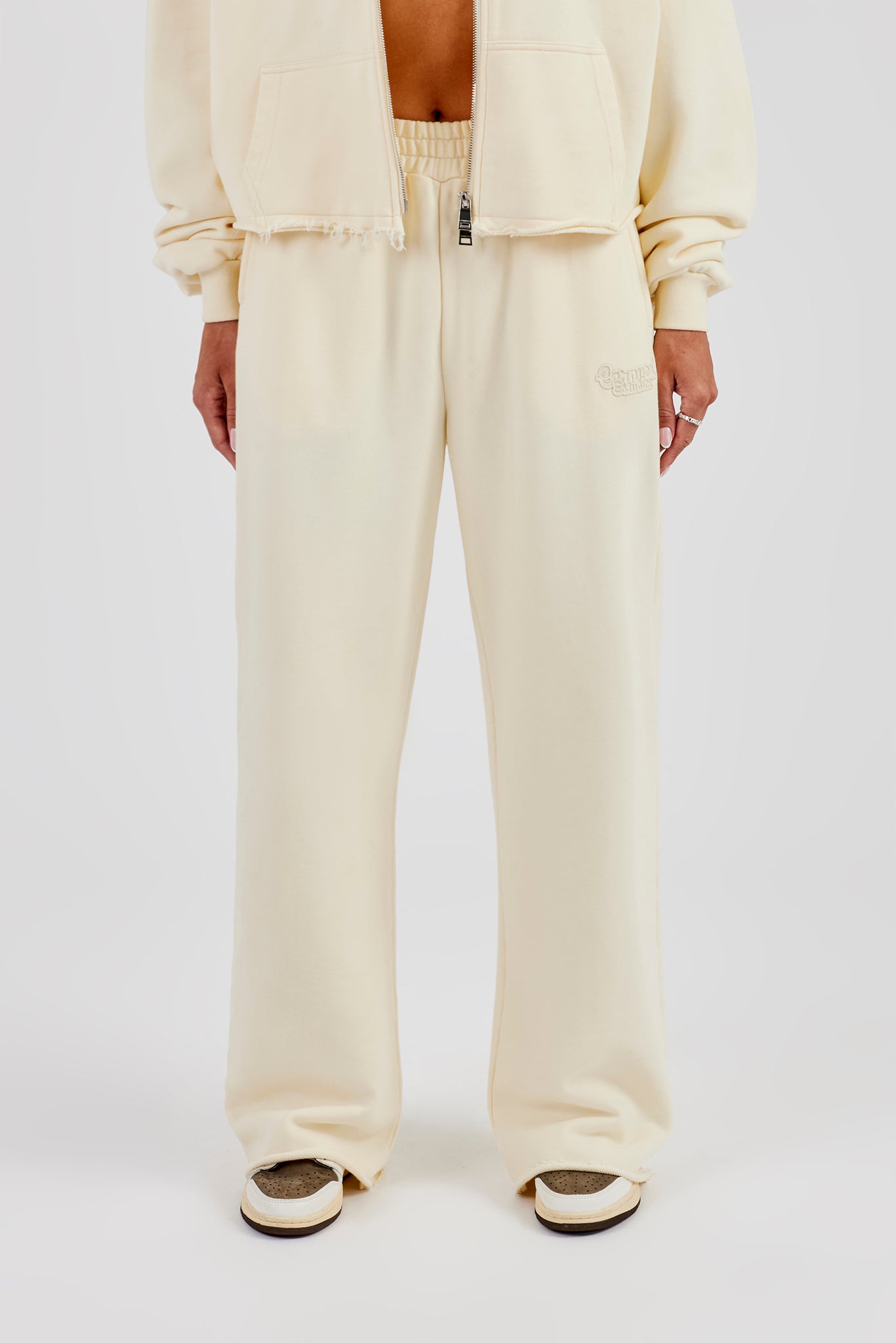 Washed Raw Hem Wide Leg Jogger - Butter Yellow